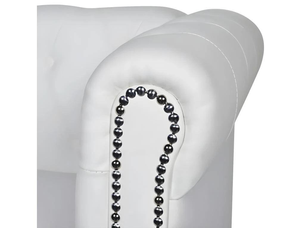 Canapé Chesterfield à 2 Places Et à 3 Places Blanc 7 Canapé Chesterfield à 2 Places Et à 3 Places Blanc – Image 7