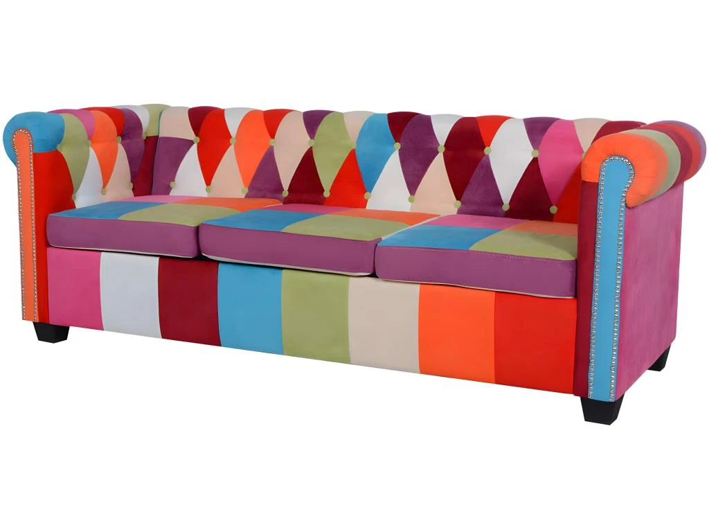 Canapé Chesterfield 3 Places Tissu 1 Canapé Chesterfield 3 Places Tissu