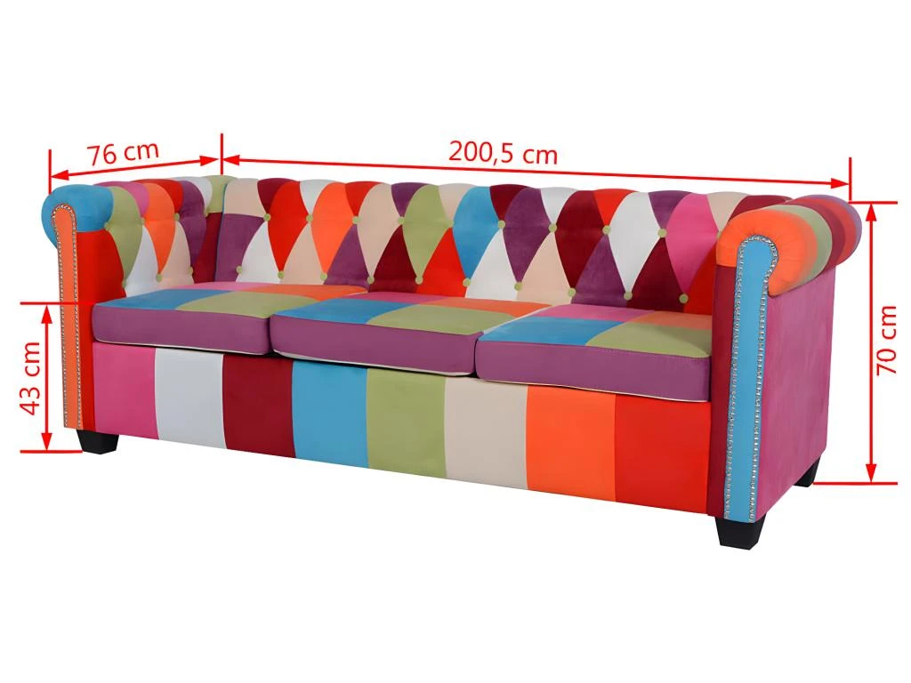 Canapé Chesterfield 3 Places Tissu 5 Canapé Chesterfield 3 Places Tissu – Image 5