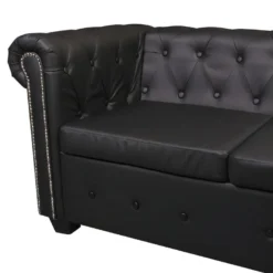 Canapé D'angle Chesterfield 5 Places Cuir Synthétique Noir -Promos Chesteris Boutique canape 21991451
