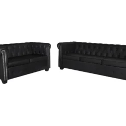 Canapé Chesterfield à 2 Places Et à 3 Places Noir