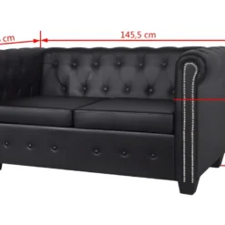 Canapé Chesterfield à 2 Places Et à 3 Places Noir -Promos Chesteris Boutique canape 21991473