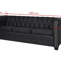 Canapé Chesterfield à 2 Places Et à 3 Places Noir -Promos Chesteris Boutique canape 21991475