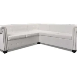 Canapé D'angle Chesterfield 5 Plc Cuir Artificiel Blanc -Promos Chesteris Boutique canape 21991483