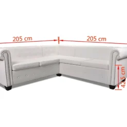 Canapé D'angle Chesterfield 5 Plc Cuir Artificiel Blanc -Promos Chesteris Boutique canape 21991489