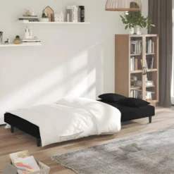 Canapé-lit à 2 Places Avec Deux Oreillers Noir Velours -Promos Chesteris Boutique canape 21991753