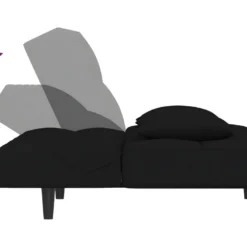 Canapé-lit à 2 Places Avec Deux Oreillers Noir Velours -Promos Chesteris Boutique canape 21991759