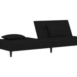 Canapé-lit à 2 Places Avec Deux Oreillers Noir Velours -Promos Chesteris Boutique canape 21991761