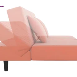 Canapé-lit 2 Places 2 Oreillers Et Repose-pied Rose Velours -Promos Chesteris Boutique canape 21992899