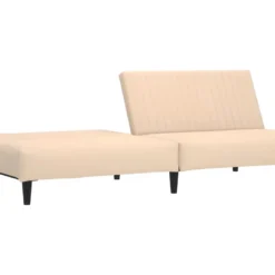 Canapé-lit à 2 Places Avec Repose-pied Crème Velours