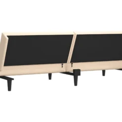 Canapé-lit à 2 Places Avec Repose-pied Crème Velours -Promos Chesteris Boutique canape 21993079