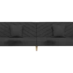 Canapé-lit 2 Places Deux Oreillers Et Repose-pied Noir Tissu 14 Canapé-lit 2 Places Deux Oreillers Et Repose-pied Noir Tissu -Promos Chesteris Boutique canape 21993297