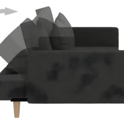 Canapé-lit 2 Places Deux Oreillers Et Repose-pied Noir Tissu 16 Canapé-lit 2 Places Deux Oreillers Et Repose-pied Noir Tissu -Promos Chesteris Boutique canape 21993301