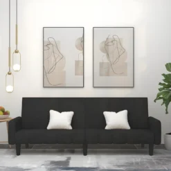 Canapé-lit à 2 Places Noir Velours