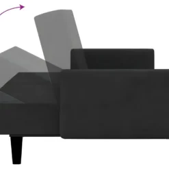 Canapé-lit à 2 Places Noir Velours -Promos Chesteris Boutique canape 21993597