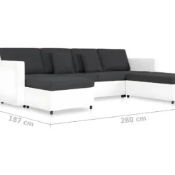 Canapé-lit Extensible à 4 Places Similicuir Blanc -Promos Chesteris Boutique canape 21994147