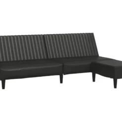 Canapé-lit à 2 Places Avec Repose-pied Noir Similicuir -Promos Chesteris Boutique canape 21994289