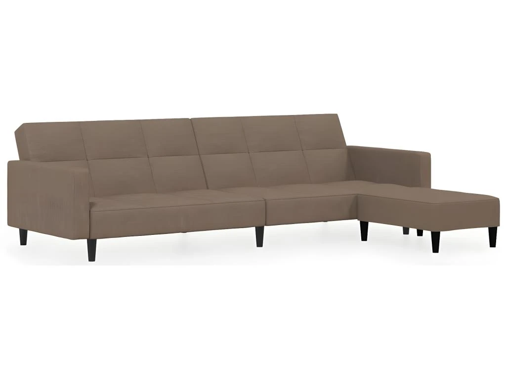 Canapé-lit à 2 Places Avec Tabouret Taupe Tissu Microfibre 2 Canapé-lit à 2 Places Avec Tabouret Taupe Tissu Microfibre – Image 2