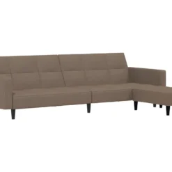 Canapé-lit à 2 Places Avec Tabouret Taupe Tissu Microfibre 12 Canapé-lit à 2 Places Avec Tabouret Taupe Tissu Microfibre -Promos Chesteris Boutique canape 21994349