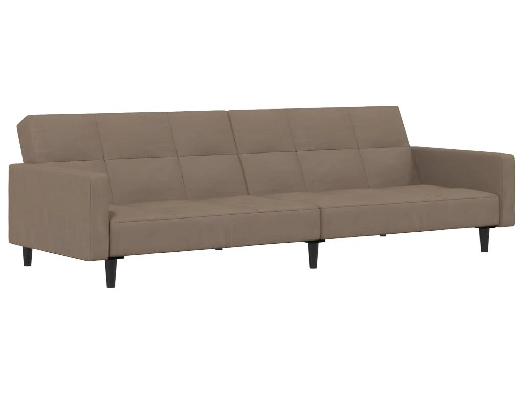 Canapé-lit à 2 Places Avec Tabouret Taupe Tissu Microfibre 4 Canapé-lit à 2 Places Avec Tabouret Taupe Tissu Microfibre – Image 4