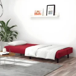 Canapé-lit à 2 Places Rouge Bordeaux Velours -Promos Chesteris Boutique canape 21994389