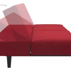 Canapé-lit à 2 Places Rouge Bordeaux Velours -Promos Chesteris Boutique canape 21994399
