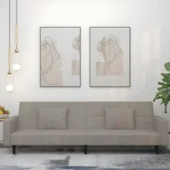Canapé-lit à 2 Places Avec Deux Oreillers Gris Clair Velours