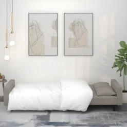 Canapé-lit à 2 Places Avec Deux Oreillers Gris Clair Velours -Promos Chesteris Boutique canape 21994591