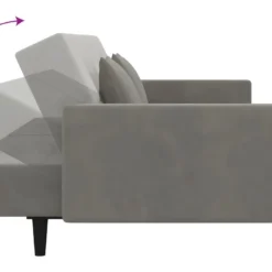 Canapé-lit à 2 Places Avec Deux Oreillers Gris Clair Velours -Promos Chesteris Boutique canape 21994597