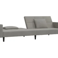 Canapé-lit à 2 Places Avec Deux Oreillers Gris Clair Velours -Promos Chesteris Boutique canape 21994599