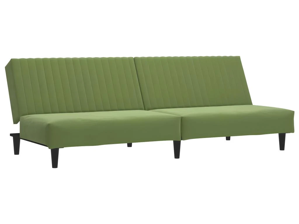 Canapé-lit à 2 Places Avec Repose-pied Vert Clair Velours 4 Canapé-lit à 2 Places Avec Repose-pied Vert Clair Velours – Image 4