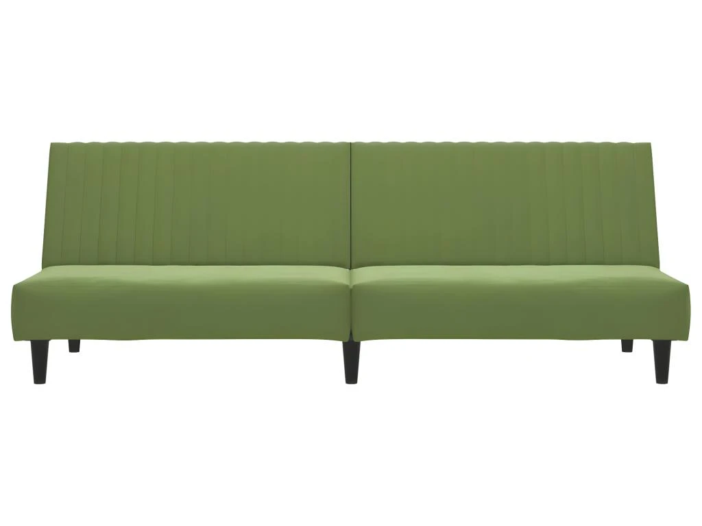 Canapé-lit à 2 Places Avec Repose-pied Vert Clair Velours 5 Canapé-lit à 2 Places Avec Repose-pied Vert Clair Velours – Image 5
