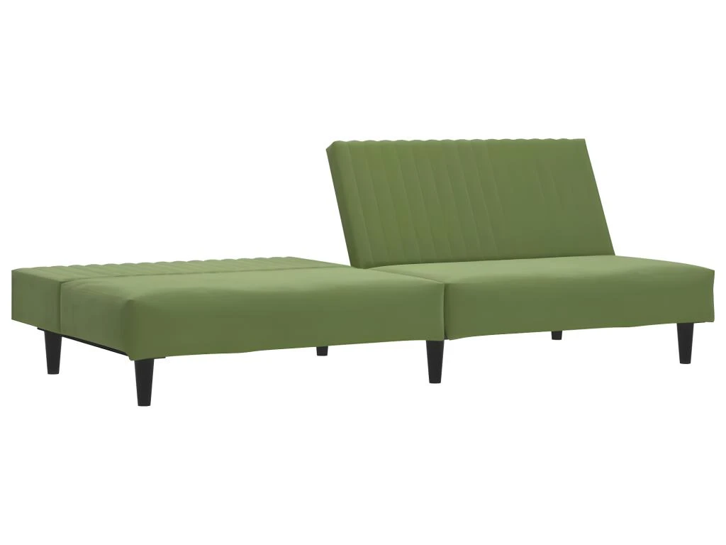 Canapé-lit à 2 Places Avec Repose-pied Vert Clair Velours 8 Canapé-lit à 2 Places Avec Repose-pied Vert Clair Velours – Image 8
