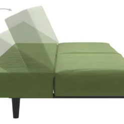 Canapé-lit à 2 Places Avec Repose-pied Vert Clair Velours 18 Canapé-lit à 2 Places Avec Repose-pied Vert Clair Velours -Promos Chesteris Boutique canape 21994863