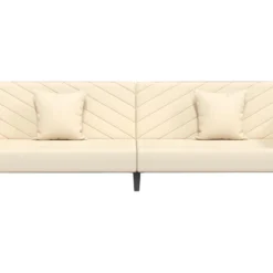 Canapé-lit à 2 Places Avec Deux Oreillers Crème Velours -Promos Chesteris Boutique canape 21994933