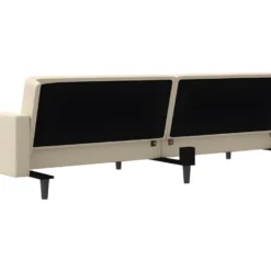 Canapé-lit à 2 Places Avec Deux Oreillers Crème Velours -Promos Chesteris Boutique canape 21994935