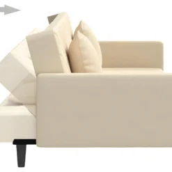 Canapé-lit à 2 Places Avec Deux Oreillers Crème Velours -Promos Chesteris Boutique canape 21994937