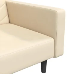 Canapé-lit à 2 Places Avec Deux Oreillers Crème Velours -Promos Chesteris Boutique canape 21994943