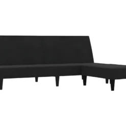 Canapé-lit à 2 Places Avec Tabouret Noir Tissu Microfibre -Promos Chesteris Boutique canape 21995349