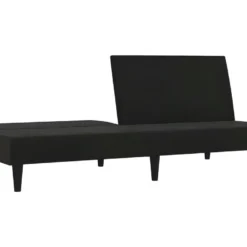 Canapé-lit à 2 Places Avec Tabouret Noir Tissu Microfibre -Promos Chesteris Boutique canape 21995355