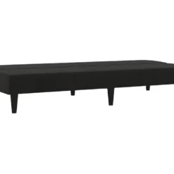 Canapé-lit à 2 Places Avec Tabouret Noir Tissu Microfibre -Promos Chesteris Boutique canape 21995357