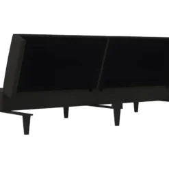 Canapé-lit à 2 Places Avec Tabouret Noir Tissu Microfibre -Promos Chesteris Boutique canape 21995359