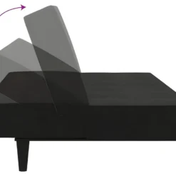 Canapé-lit à 2 Places Avec Tabouret Noir Tissu Microfibre -Promos Chesteris Boutique canape 21995361