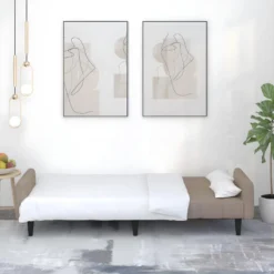 Canapé-lit à 2 Places Taupe Tissu Microfibre -Promos Chesteris Boutique canape 21995767