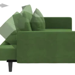 Canapé-lit à 2 Places Avec Deux Oreillers Vert Foncé Velours -Promos Chesteris Boutique canape 21995833