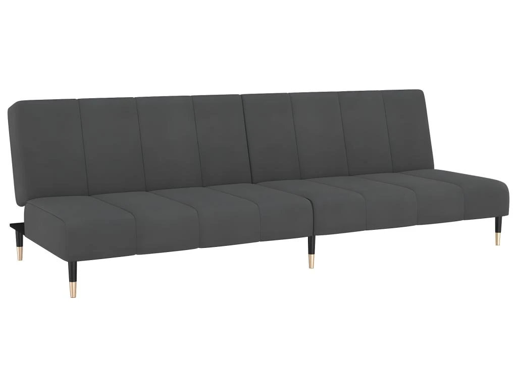 Canapé-lit à 2 Places Gris Foncé Velours 2 Canapé-lit à 2 Places Gris Foncé Velours – Image 2
