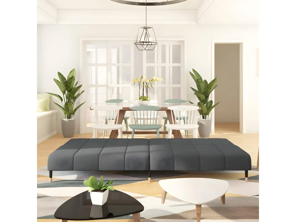 Canapé-lit à 2 Places Gris Foncé Velours 3 Canapé-lit à 2 Places Gris Foncé Velours – Image 3