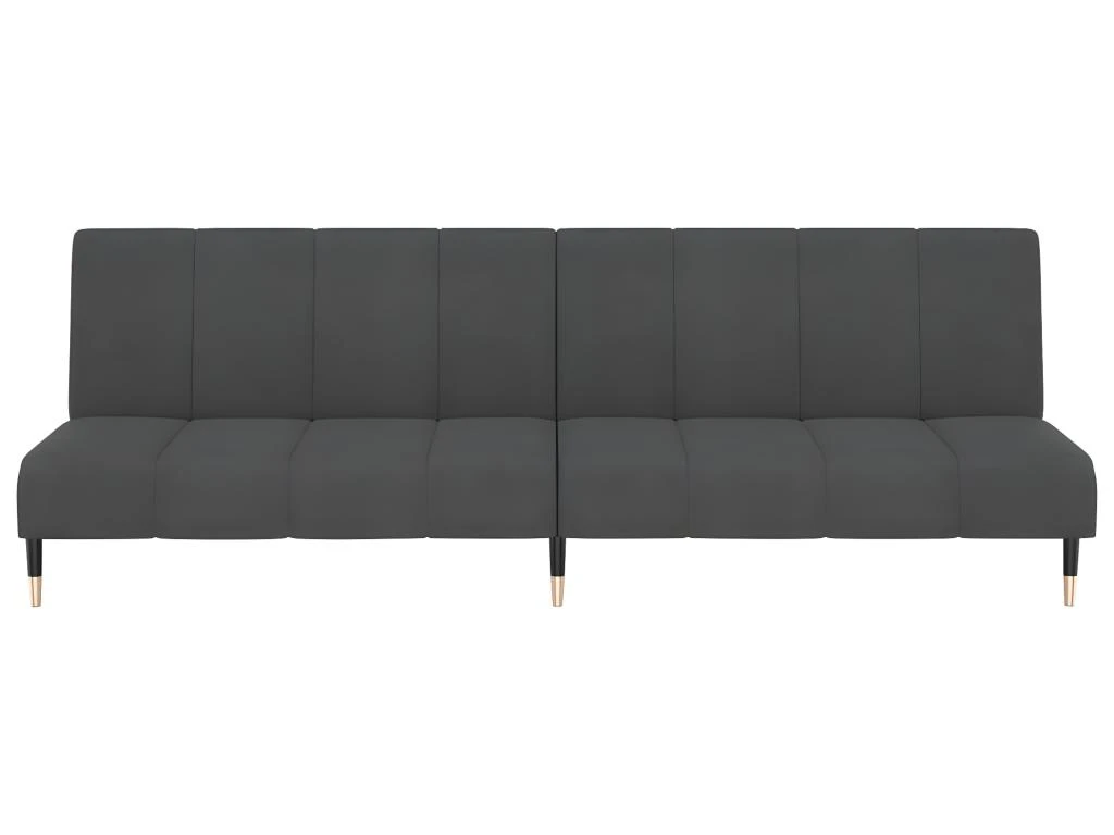 Canapé-lit à 2 Places Gris Foncé Velours 4 Canapé-lit à 2 Places Gris Foncé Velours – Image 4