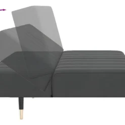 Canapé-lit à 2 Places Gris Foncé Velours 14 Canapé-lit à 2 Places Gris Foncé Velours -Promos Chesteris Boutique canape 21995931