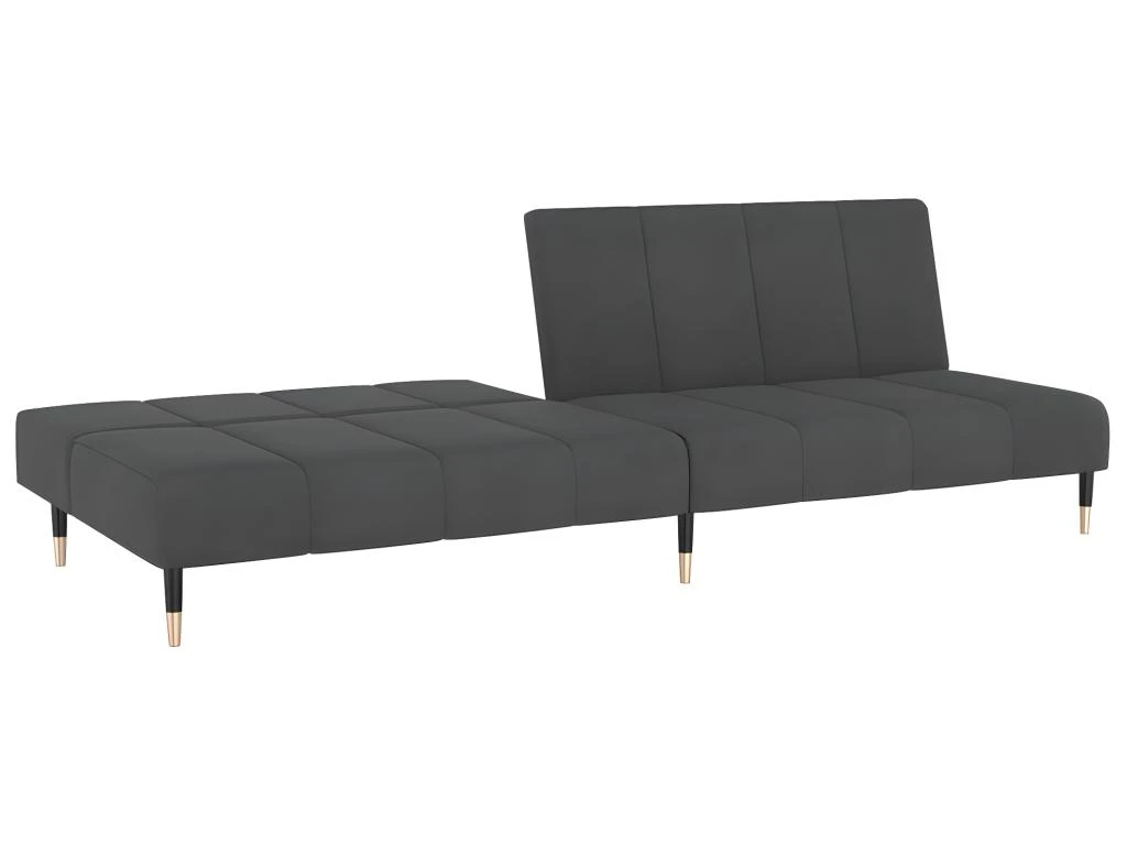 Canapé-lit à 2 Places Gris Foncé Velours 6 Canapé-lit à 2 Places Gris Foncé Velours – Image 6